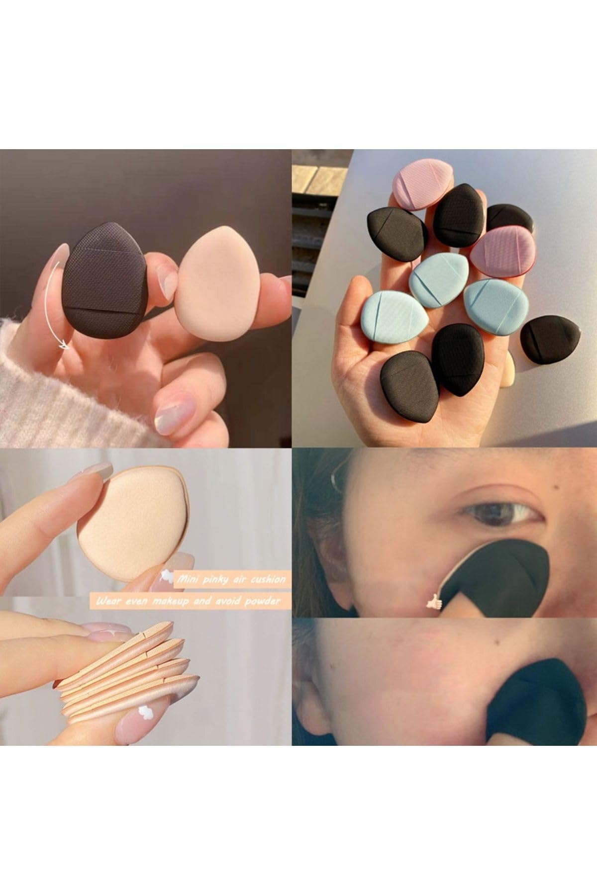 True Fresh Mini Kozmetik Puf Parmak Yüz Makyaj Sünger Kuru Islak Bez Süngeri Göz Altı Kapatıcı Concealer Pembe