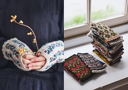 花の編み込み手袋50 Knitting Pattern シェットランドウールで編む冬小物