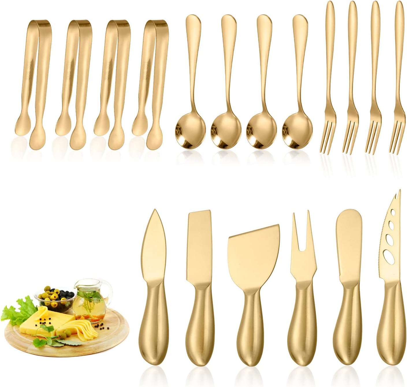 Silverware Flatware Set, 18-piece Stainless Steel Dessert Knife And Fork Cheese Knife Set Bread Slicer Butter Knife Cheese Knife(Silver)