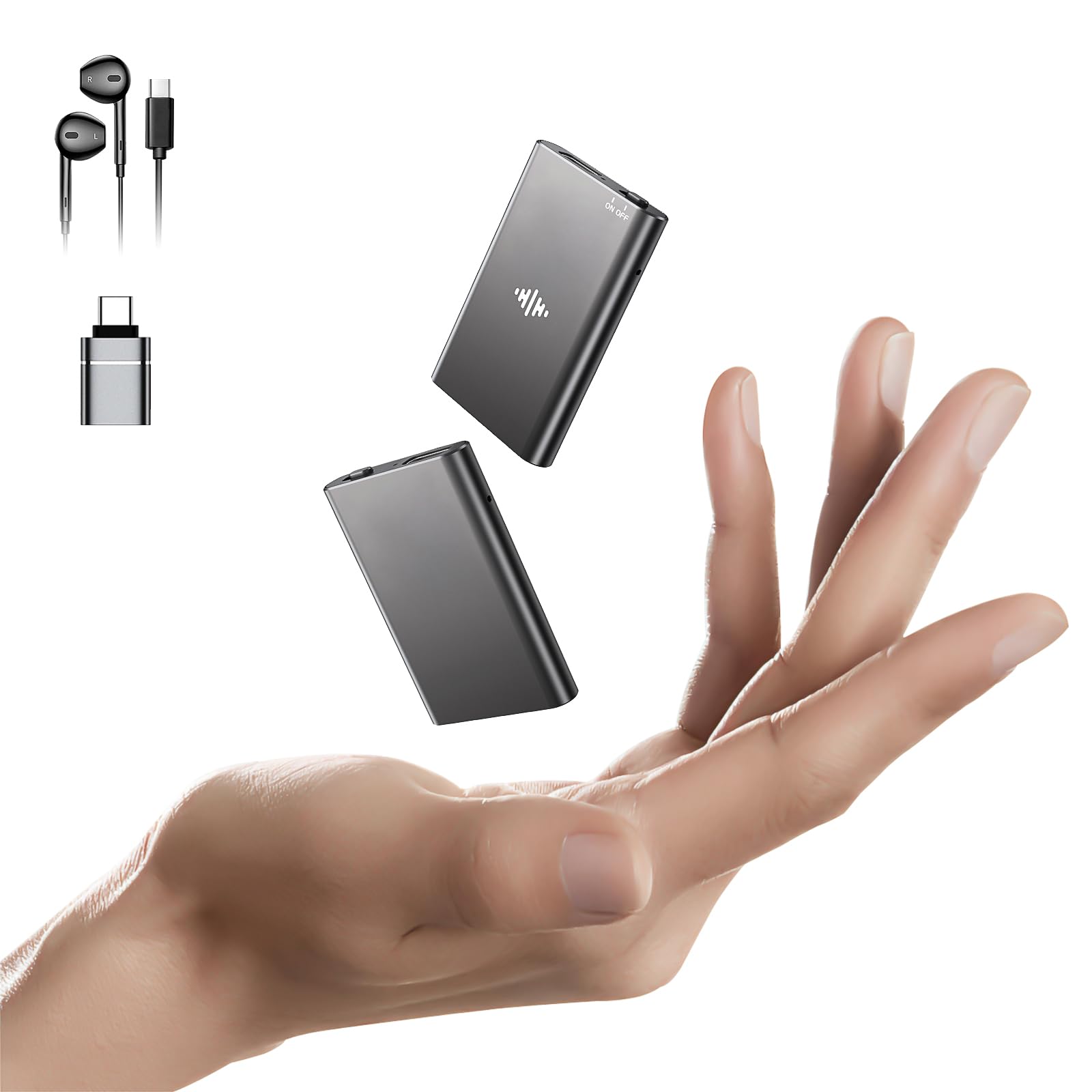 128GB(9200-Hour Storage) Magnetic Voice Activated Recorder, Portable Recording Device with DSP4.0-AI Noise Cancellation, HD Audio Recorder for Meetings, Interviews & Lectures