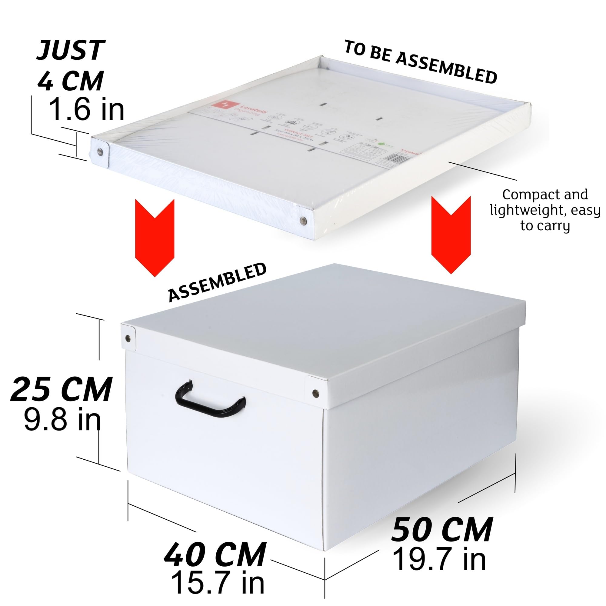 Lavatelli Set 2 pezzi Scatole armadio in cartone, organizer per vestiti e biancheria, per cambio stagione, Cuoio 50x40xh25 cm