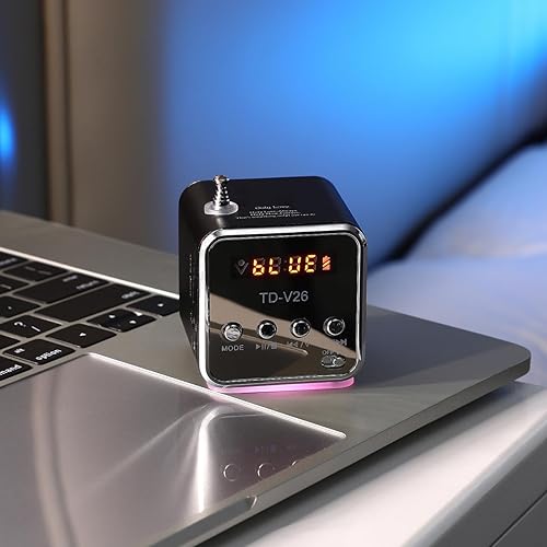 Miniatura 5 de Reproductor de música USB: mini altavoz reproductor de música digital MP3, soporte de disco micro USB, con pantalla LED para viajes al aire libre y