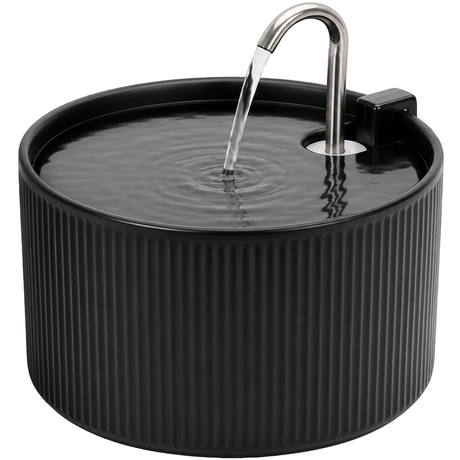 Fuente para gatos de cerámica: VinDox 2,2 L para gatos, cerámica, dispensador de agua silencioso para mascotas con filtro de carbón activo, diseño sencillo, fuego a altas temperaturas de cerámica