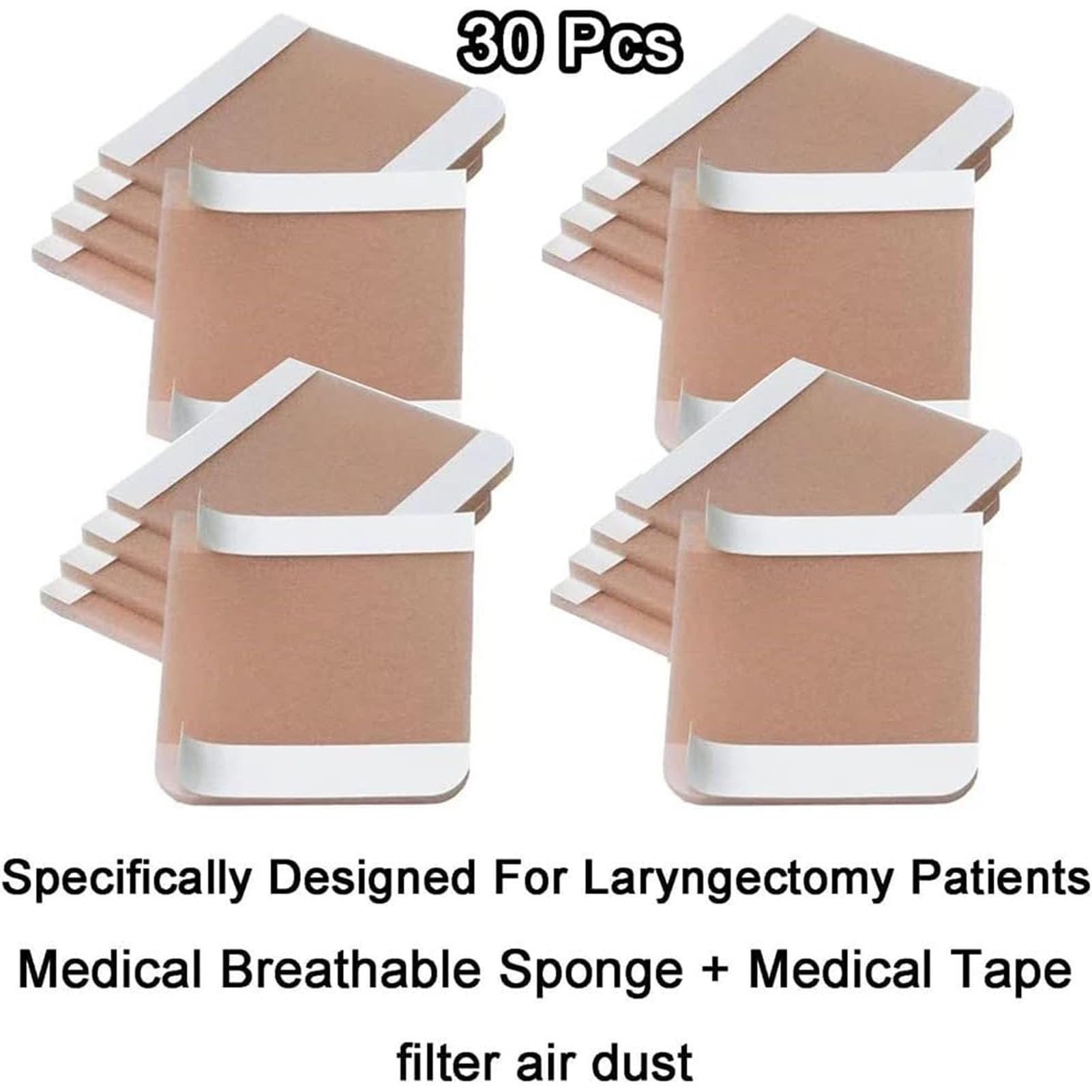 Lot de 120 autocollants de protection contre les incisions pour trachéotomie – Couverture médicale respirante pour laryngectomie/trachéotomie à usage unique