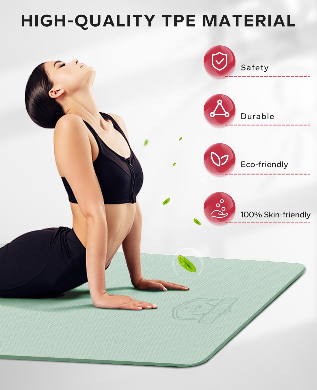 Tapis De Yoga épais Antidérapant - 183 X 61 X 0,4 Cm - Idéal Pour Yoga, Pilates, Méditation - Confortable Et Portable Avec Sac Inclus