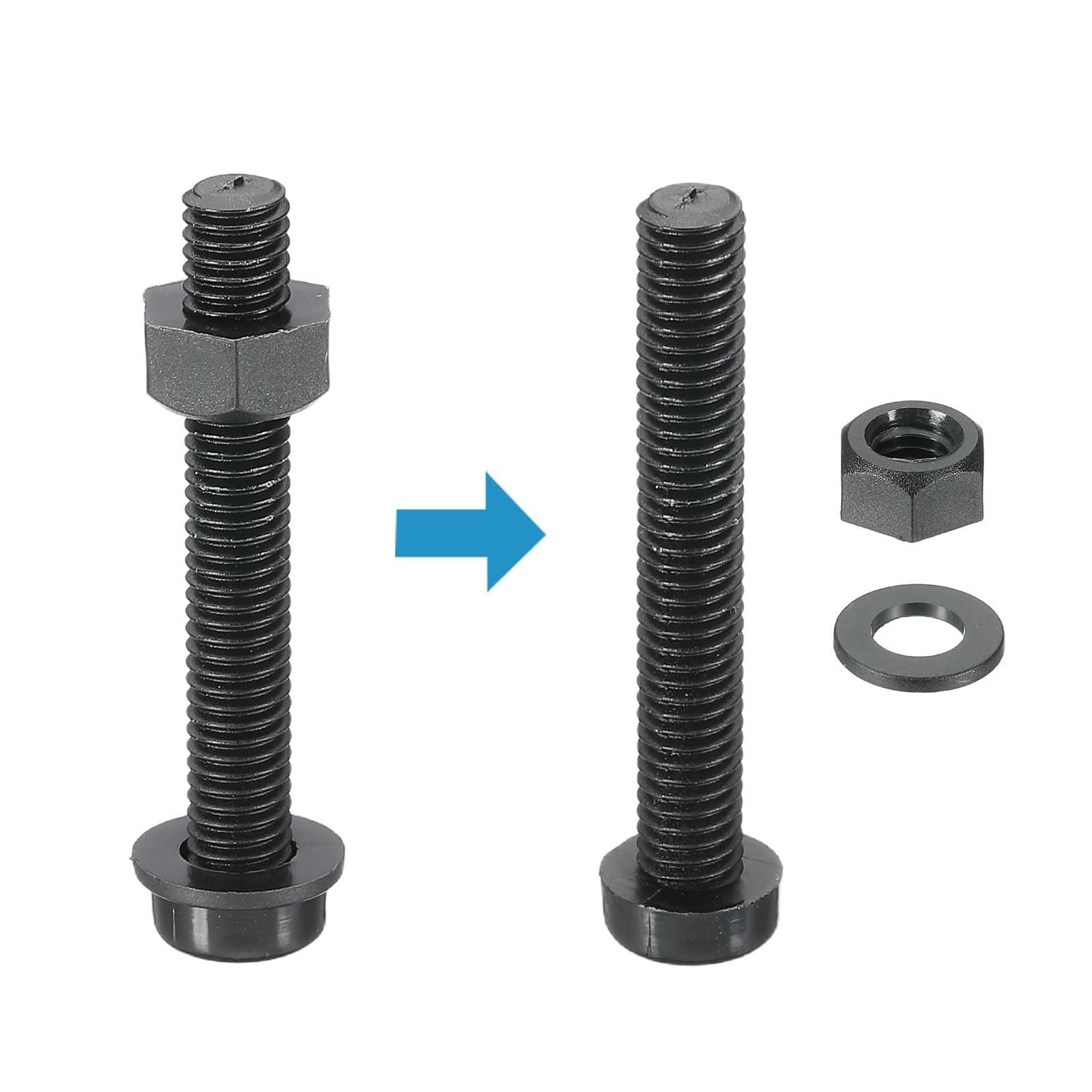 PATIKIL M6x40mm Black Nylon Bolts Plastic Nuts Full Thread Head Screws, 24 Pcs, M6*40mm - Image 3