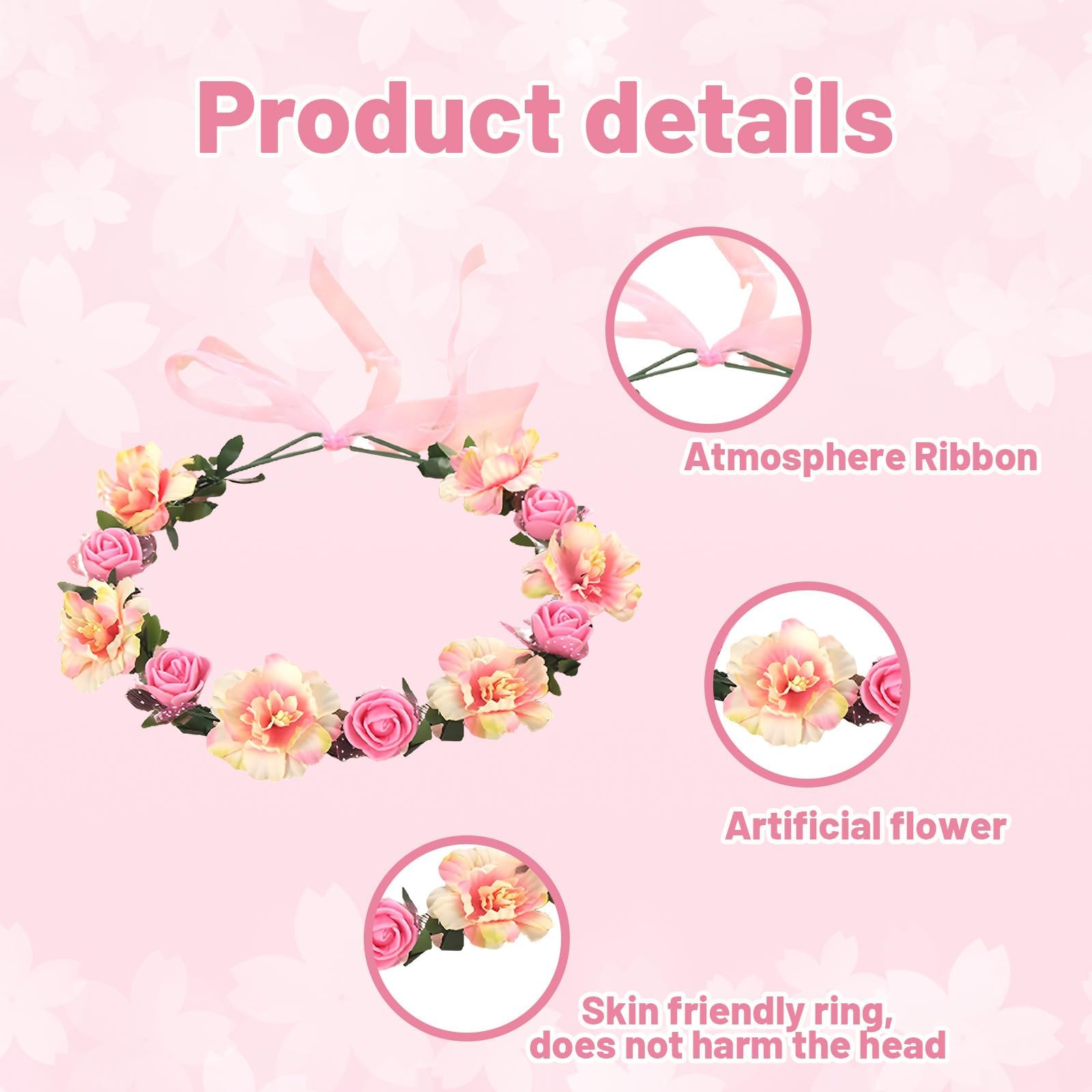 3 PCS Big Sister Gifts, Promoted to Big Sister Accessories with Pink Sash, Badge and Flower Crown - Image 3