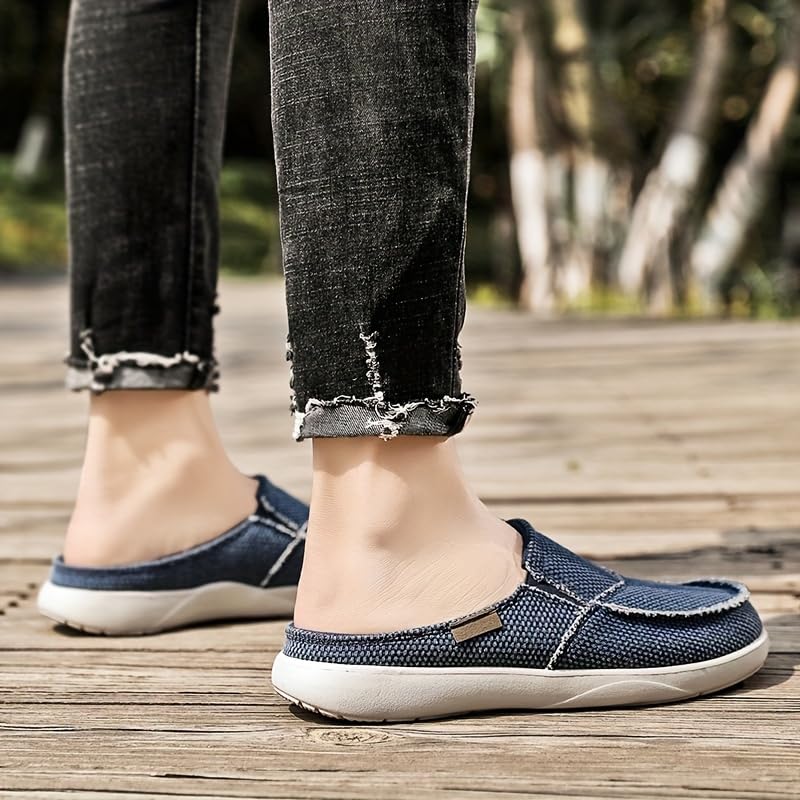 Lightweight Canvas Men's Comfortable Slip On Mules, Non-Slip Closed-Toe Slippers with Breathable Open Back for Outdoor4