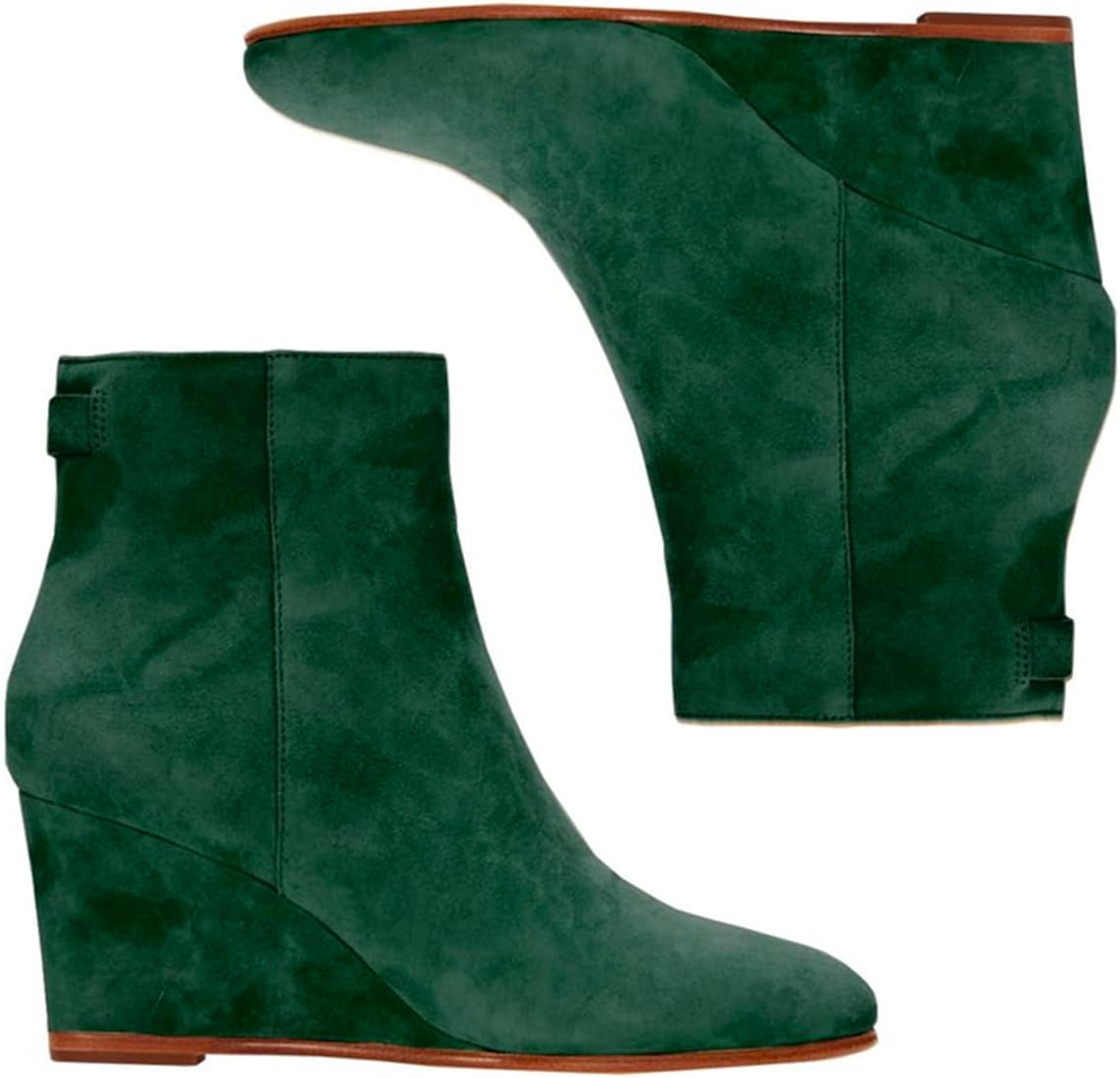 Women Wedge Heel Ankle Boots Suede Closed Round Toe Side Zipper Wedge Booties 3 Inch Chunky Block Heels Wedge Heeled Chelsea Bootie Dressy Fashion Party Fall Winter Dress Boot Chic 4-11 M US