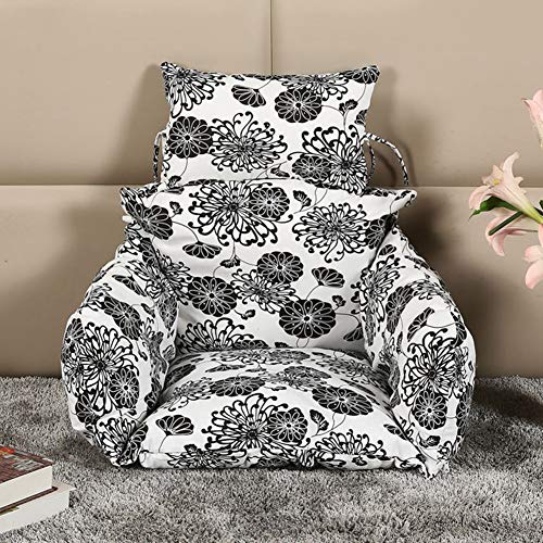 QJIAXING Swing Cushion without Stand Removable and Washable Hanging Egg Hammock Bird's Nest Basket Chair Cushions with Flower Printing (Only Cushion),Black