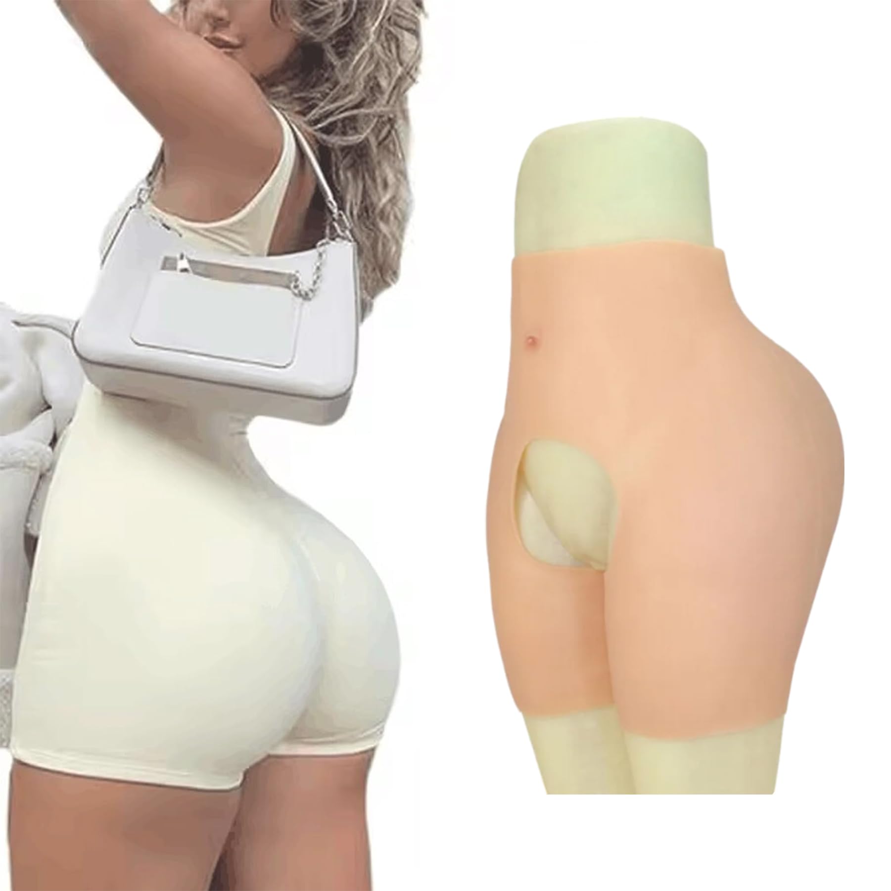 Silicona Glúteos Y Cadera Enhancer Faja Falsos Traseros Abiertos Entrepierna Pantalones Shaper Push Up Caderas No Pegajosas para Mujeres,Marrón,One Size