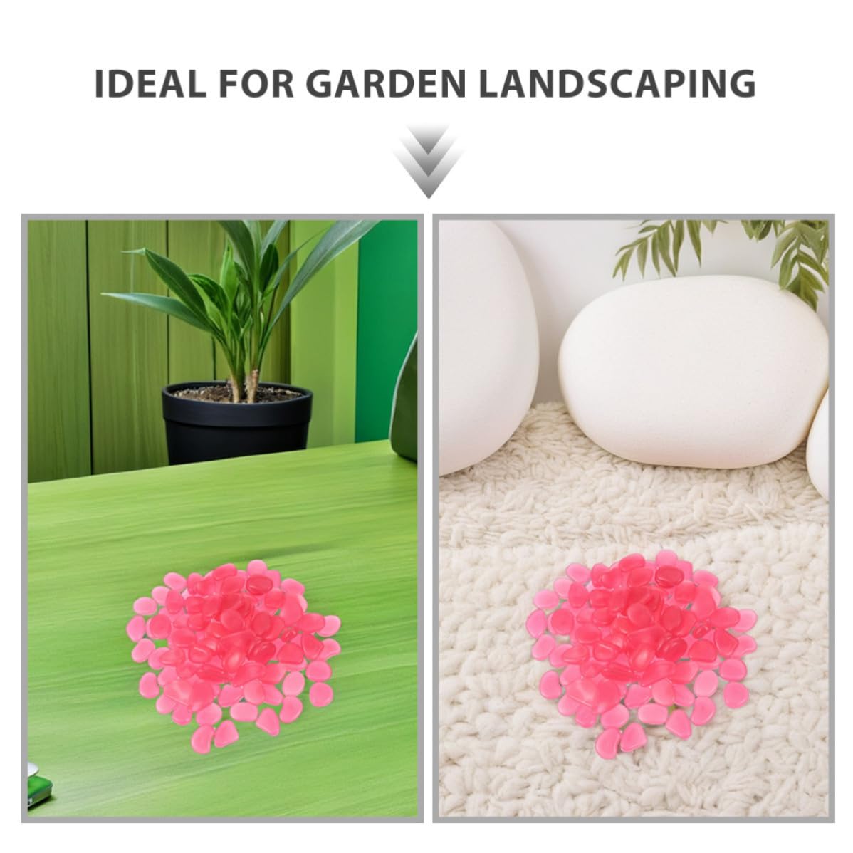 300pcs Resin Luminous Pebbles Xmas for Pathway Aquarium Pink