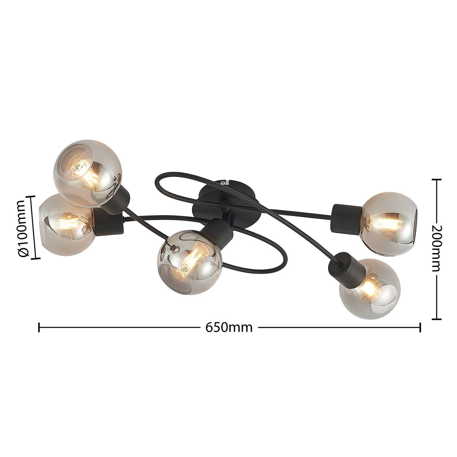 Lindby Deckenlampe Elaina (Modern) in Schwarz aus Metall (5 flammig, E14) - Deckenleuchte Lampe Wohnzimmerleuchte