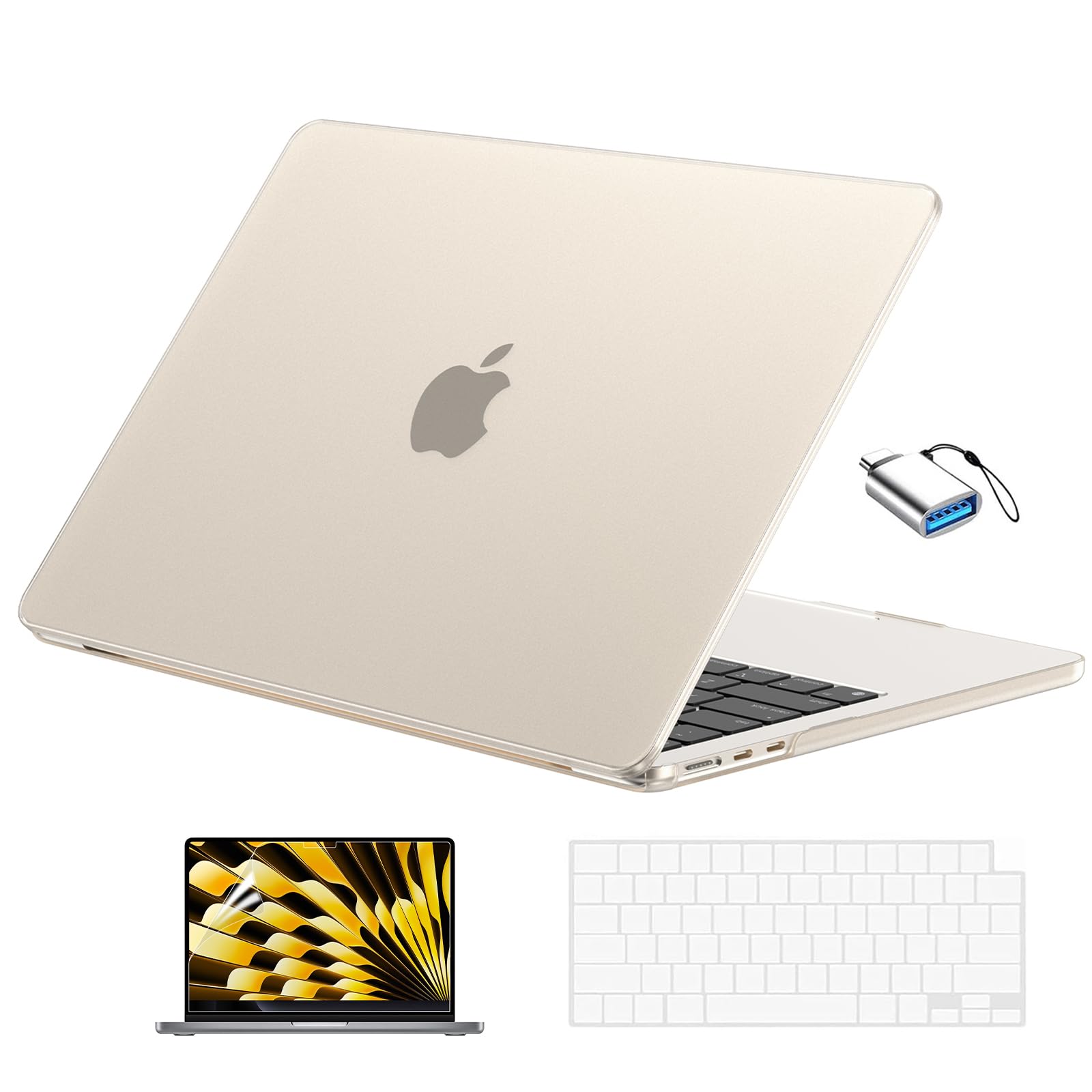 EooCoo Matte Case for MacBook Air 13 inch M5/M4/M3/M2 2026-2022, Starlight