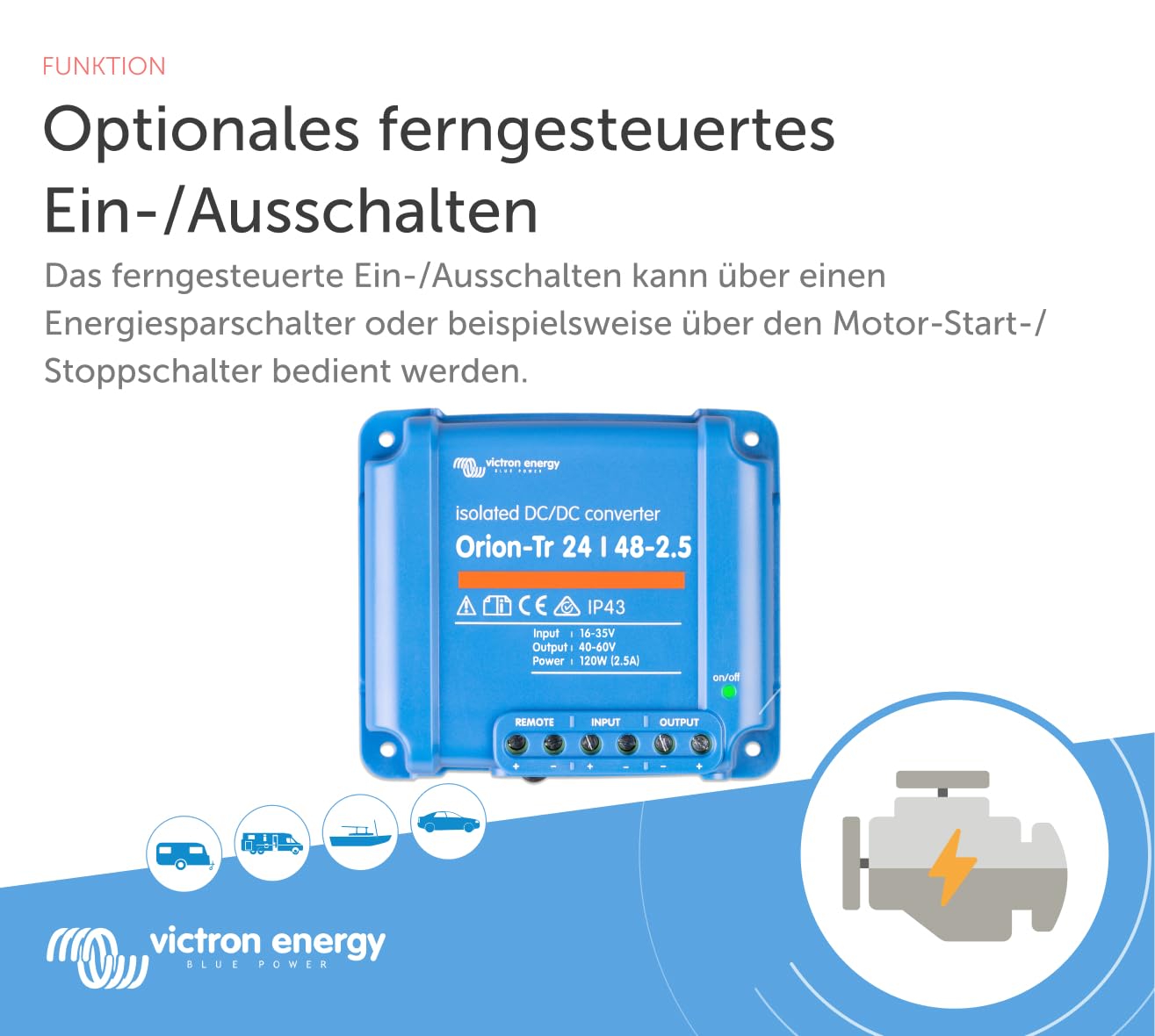 Victron Energy Orion-Tr Spannungswandler - 24/48V 2.5A 120W - Isoliert