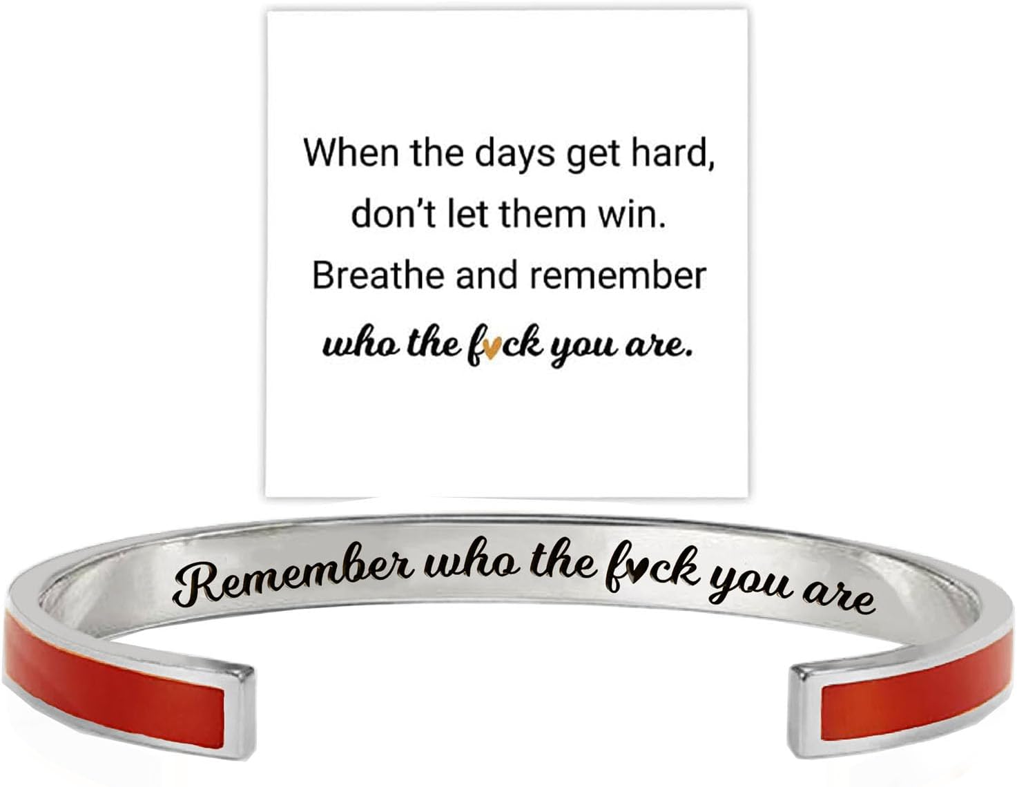 Angyape Remember Who The F You Are Motivational Color Bangle, Stainless Steel Inspirational Cuff Bracelets with Hidden Message Engraved Bracelet Jewelry Gift for Women Sisters Friends