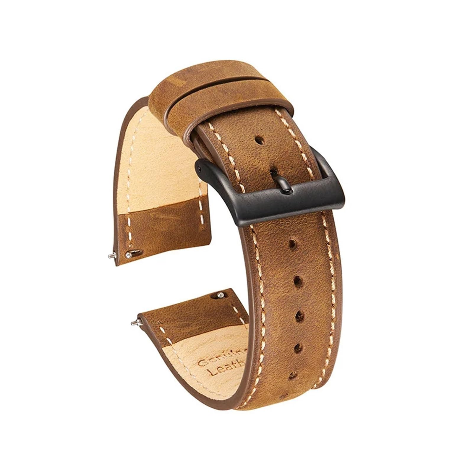 Correas de Reloj, Correa de Reloj Cuero Crazy Horse, Correa Retro(Dark Brown,20mm)