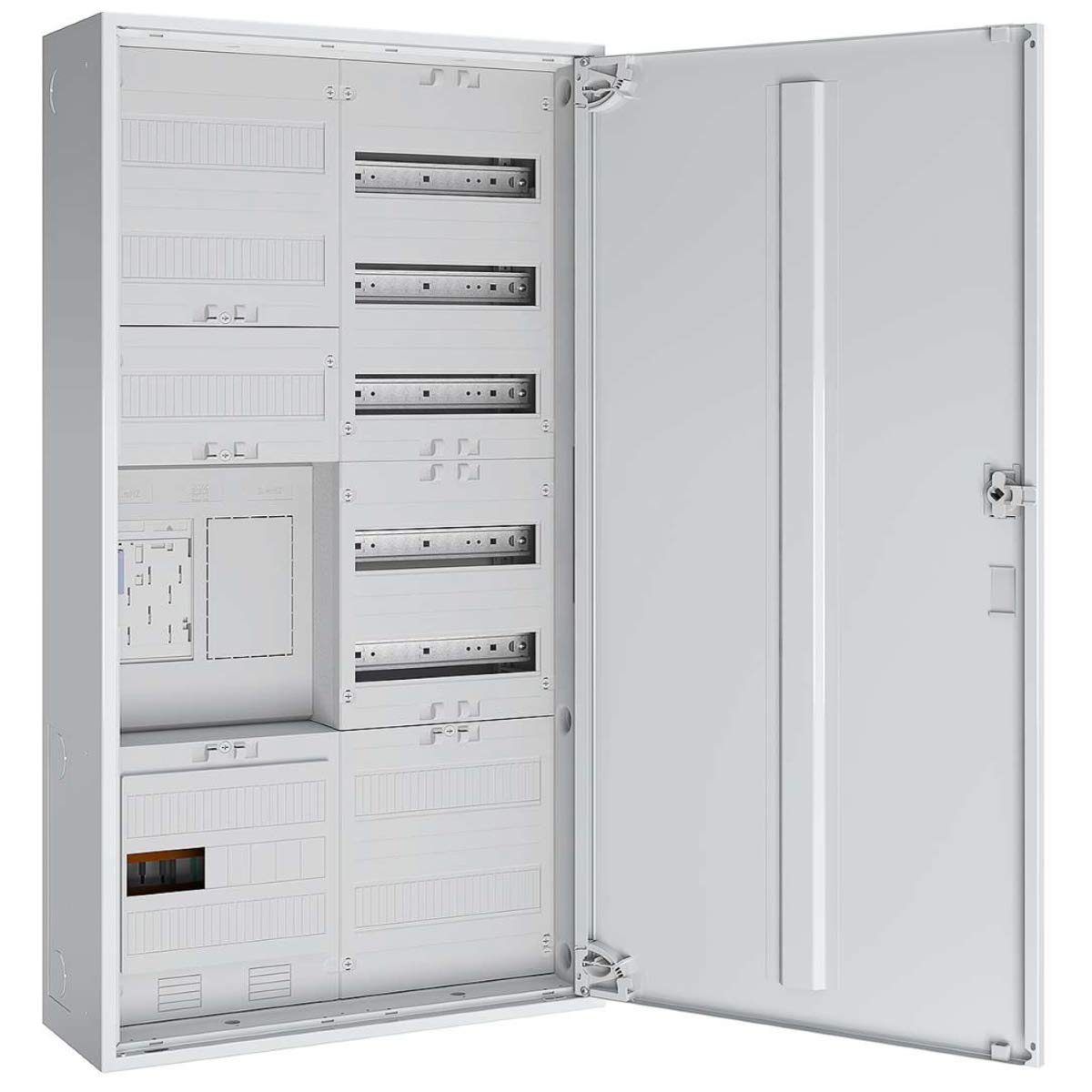 WITTKOWARE eHZ Zählerschrank Komplettschrank 1Z/1R | Verteilerfeld 5-reihig mit APZ-Raum & HLAK | VDE-AR-N 4100 Einfamilienhaus-Zählerplatz 2-feldrig 400VAC 63A IP43 RAL 9016