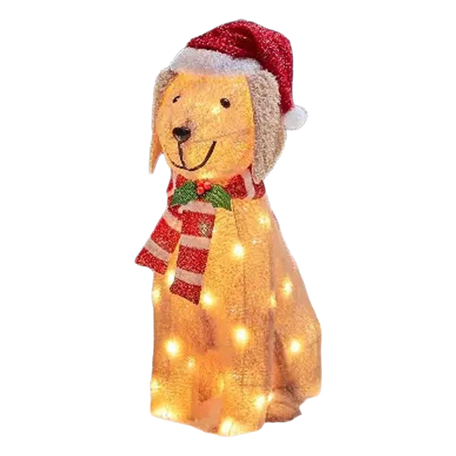 Muiltvoe Light Up Christmas Garden Stakes with Light String LED Lighted Cute 2D Acrylic Dog Yard Stake Christmas Decorations Outdoor for Farmhouse, Garden, Patio, Lawn (Dog 2, 35 * 20 * 0.3cm)