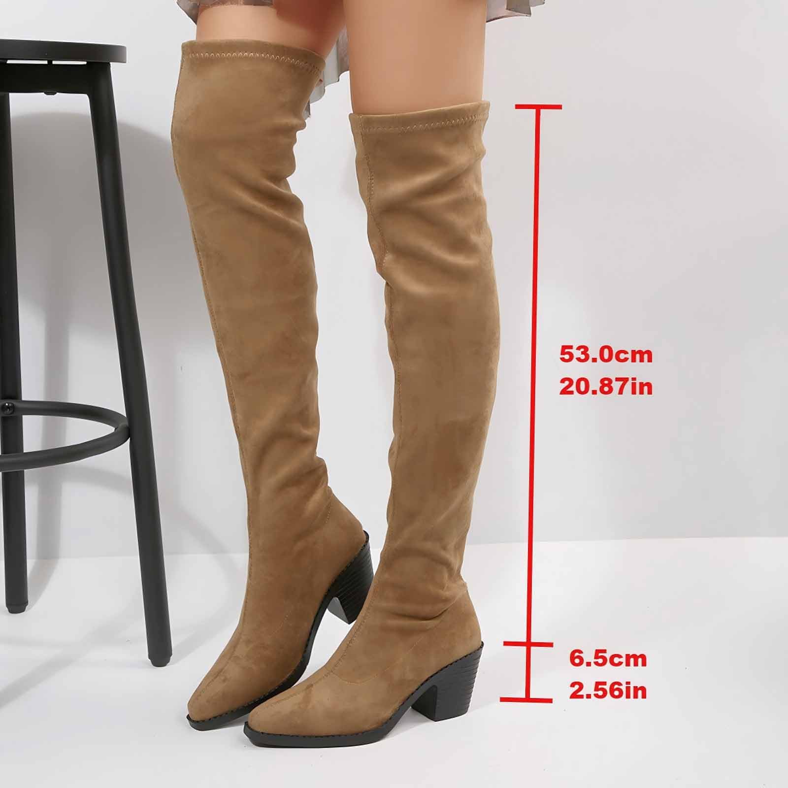 Botas de Invierno Mujer Botines Altos hasta la Rodilla, elásticos, con tacón, fáciles de Poner, cómodos, Bonitos y versátiles para Uso Diario. Soporte para el tobillomujeres y niñas.