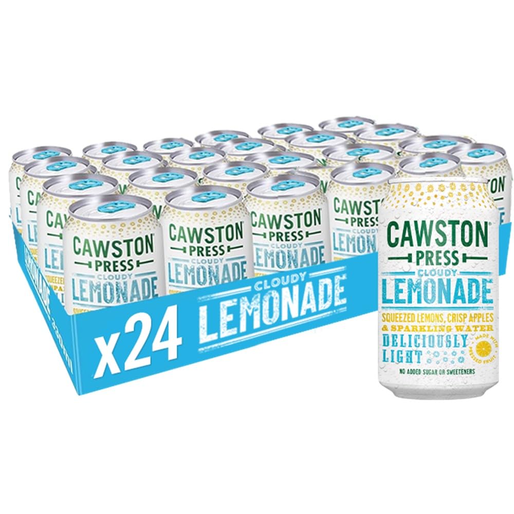 Cawston Press Sparkling Lemonade Fizzy Drink Blended With Sparkling Water, Squeezed Lemon Juice & Pressed Apple Juice (330ml x 24 cans) | Gluten Free - Vegan - No Added Sugar