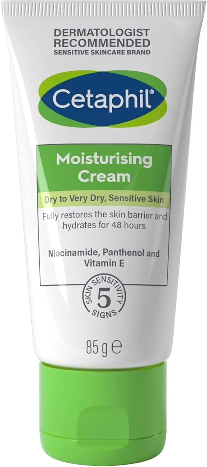 Cetaphil Moisturising Cream for Face, Hand & Body, Travel size, Moisturiser for Dry and Sensitive Skin, 85g, With Niacinamide & Vitamin E Cetaphil Moisturising Cream for Face, Hand & Body, Travel size, Moisturiser for Dry and Sensitive Skin, 85g, With Niacinamide & Vitamin E