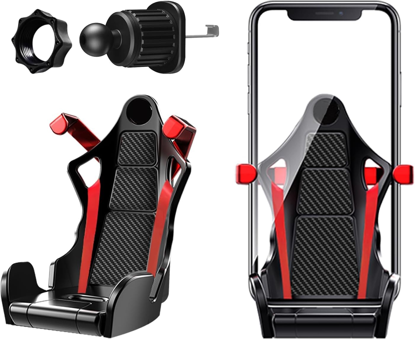 Universal Pho_ne Mount for Car, Racing Seat Shape Phon Holder for Car,Car Air Vent Cellphone Stand Car Pho_ne Holder Mount Clip RedBlack, 15x5 cm Car Dashboard Cell Phone Mount Bracket (Seat)-image-14
