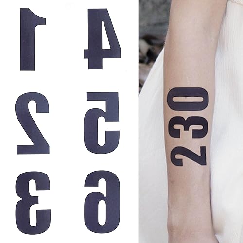 50 hojas números dedo cuello cara tatuaje temporal pegatina DIY cuerpo arte