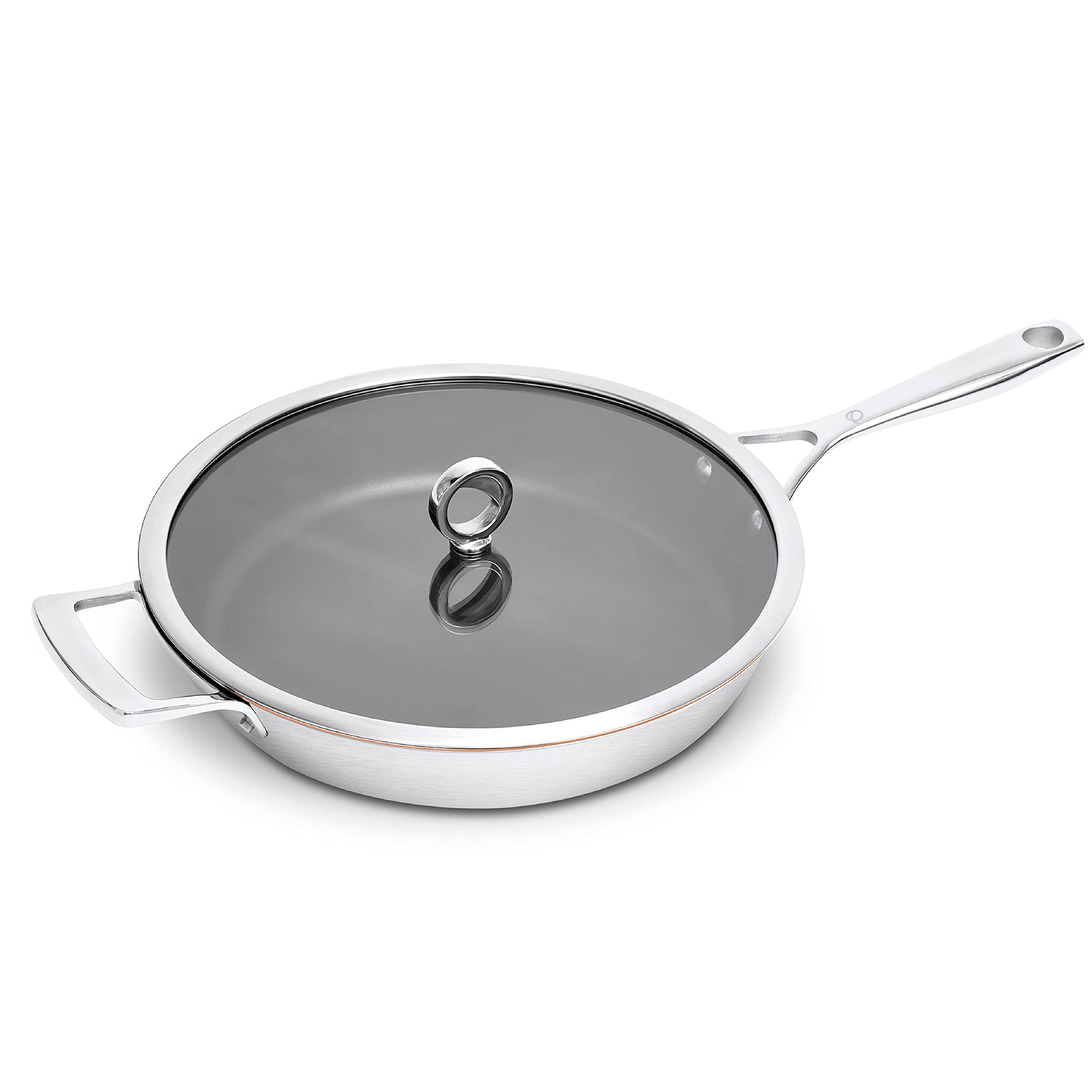 Olavson My Innovative beschichtete Bratpfanne mit Kupferkern - Beschichtete Pfanne für Induktion - Ofen, Gasherd und spülmaschinenfest - Kleine Pfanne mit Deckel - Steilgriff 30 cm Edelstahl