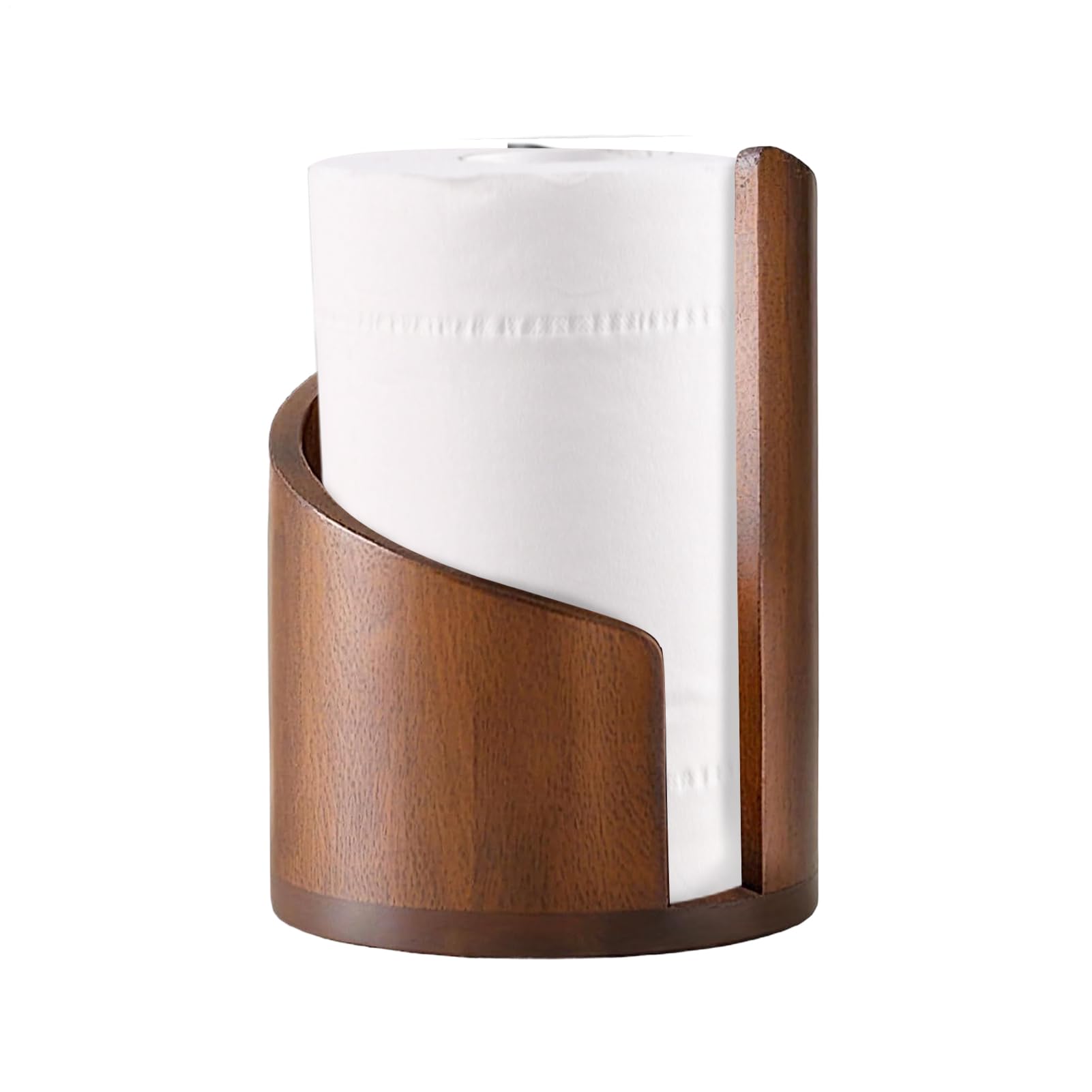 Soporte de toalla de papel de madera con base estable para encimera y armario