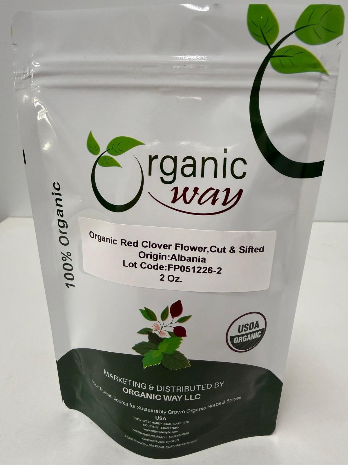 Organic Way Red Clover Flower Cut & Sifted (Trifolium pratense) - Herbal Tea | European Wild-Harvest | Organic & Kosher Certified | Non GMO & Gluten Free | USDA Certified | Origin - Albania (2Oz.)
