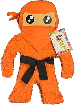 20" Tall Orange Ninja Pinata Ninja Themed Birthday Party Martial Arts Karate Black Belt