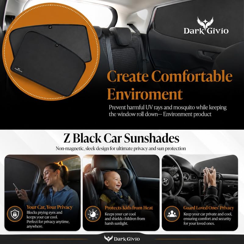 Image of Car Window Sun Shade Protector for I 20 (2023) ASTA | Exact Fit Non-Magnetic Half Cut Sunshade (Set of 4 /6) | UV Blocker Side Window Car Curtains & Interior Accessory