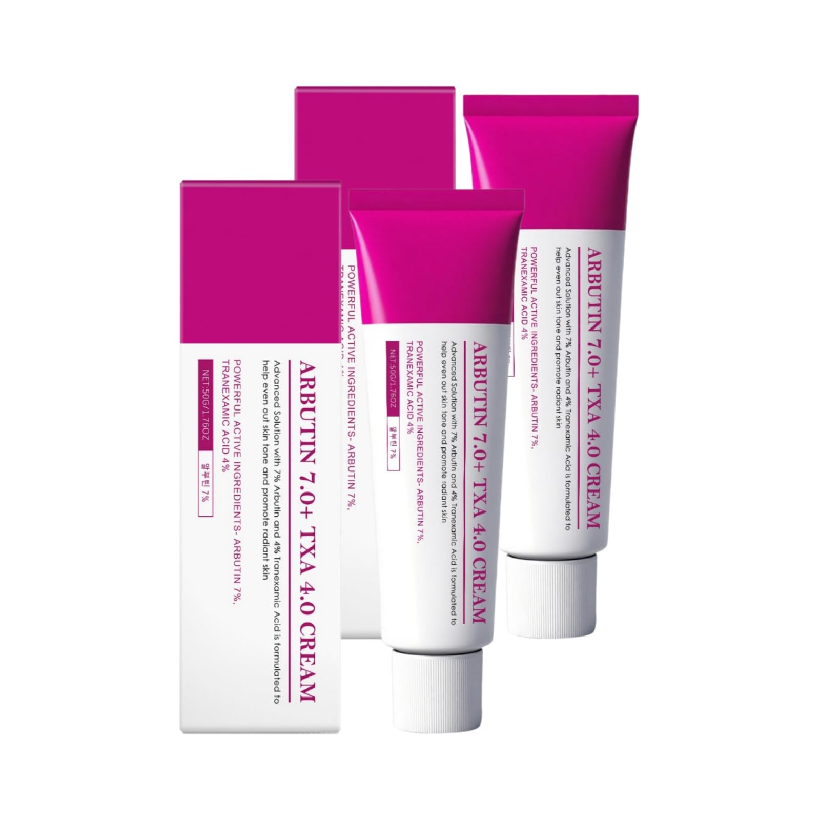 Arbutin 7% + Tranexamic Acid 4% Cream with Niacinamide & Glutathione, Korean Facial Treatment, Lightens Dull Complexion, Evens Complexion Tone, Anti-Pigmentation, Fades Blemishes, Minimizes Freckles