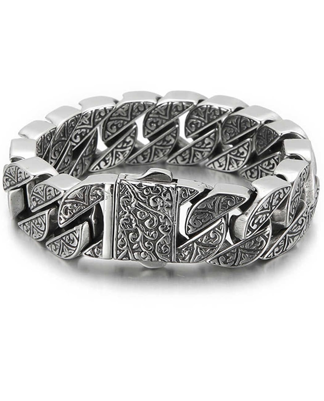 Italian Real Men Heavy S925 Sterling Silver Bracelets, Unique Luxury Vintage Style Men's Silver Bracelet, Chunk Chain Bracelets Nice Gift for My Man, Son, Boyfriend, Dad