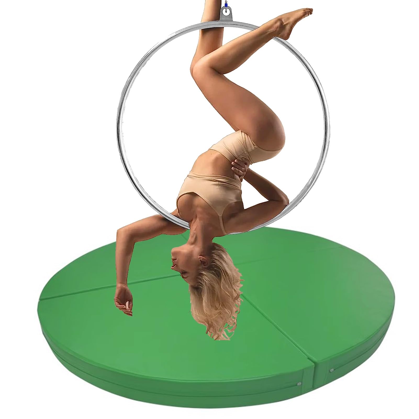 ASerZenith Floor Aerial Hoop Crash Mat 3cm/5cm/10cm Thick, Home Folding Pole Crash Mat, Shock Absorption Anti-Collision Circular Pad for Lyra Hoop/Stripper Pole,Green2-120cmx3cm