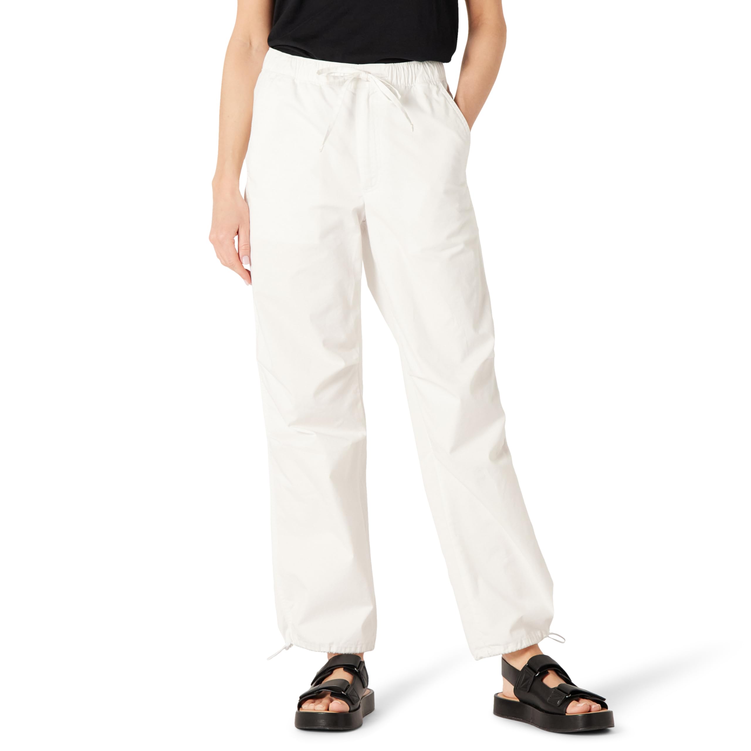 Amazon Essentials Womens Mid-Rise Baggy Loose-Fit Wide-Leg Parachute Pants
