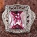 Psiroy 925 Sterling Silver Plated Simulated Pink Topaz Filigree Art Deco Statement Ring Size 9