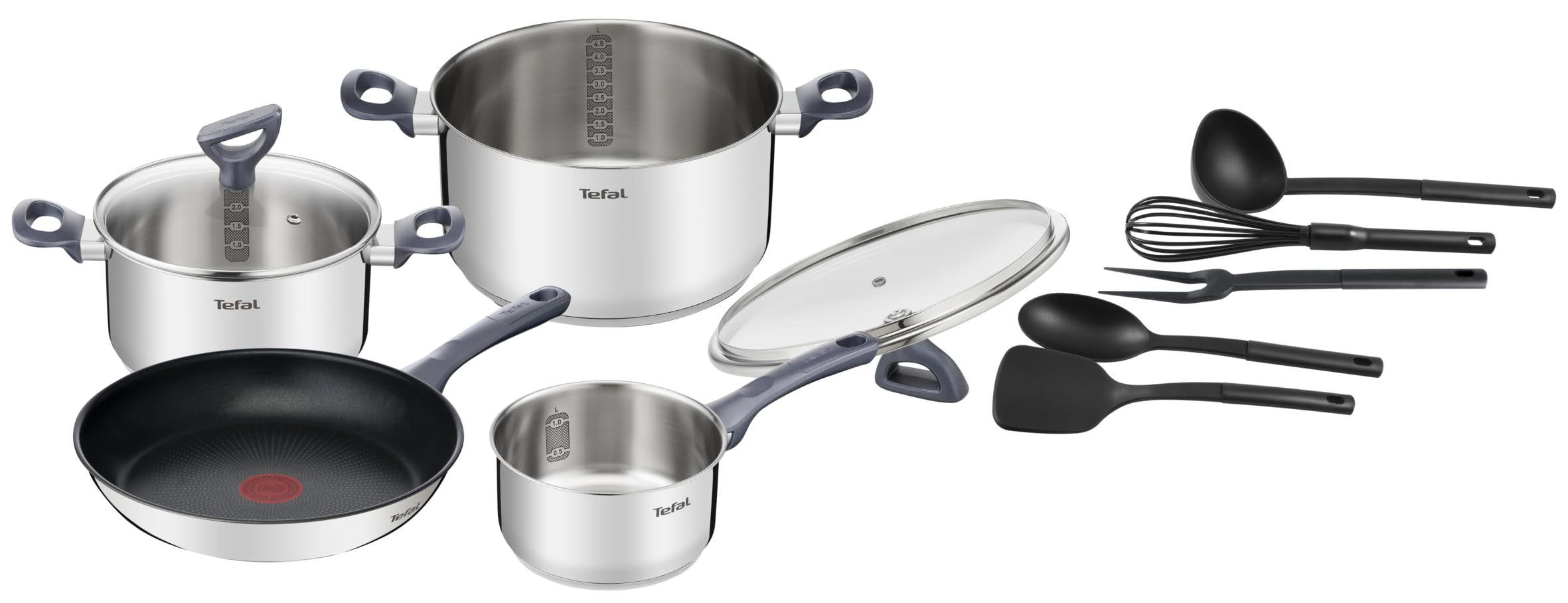 TEFAL Daily Cook G713SB45, 11-elementowy zestaw garnków + patelnia, stal nierdzewna