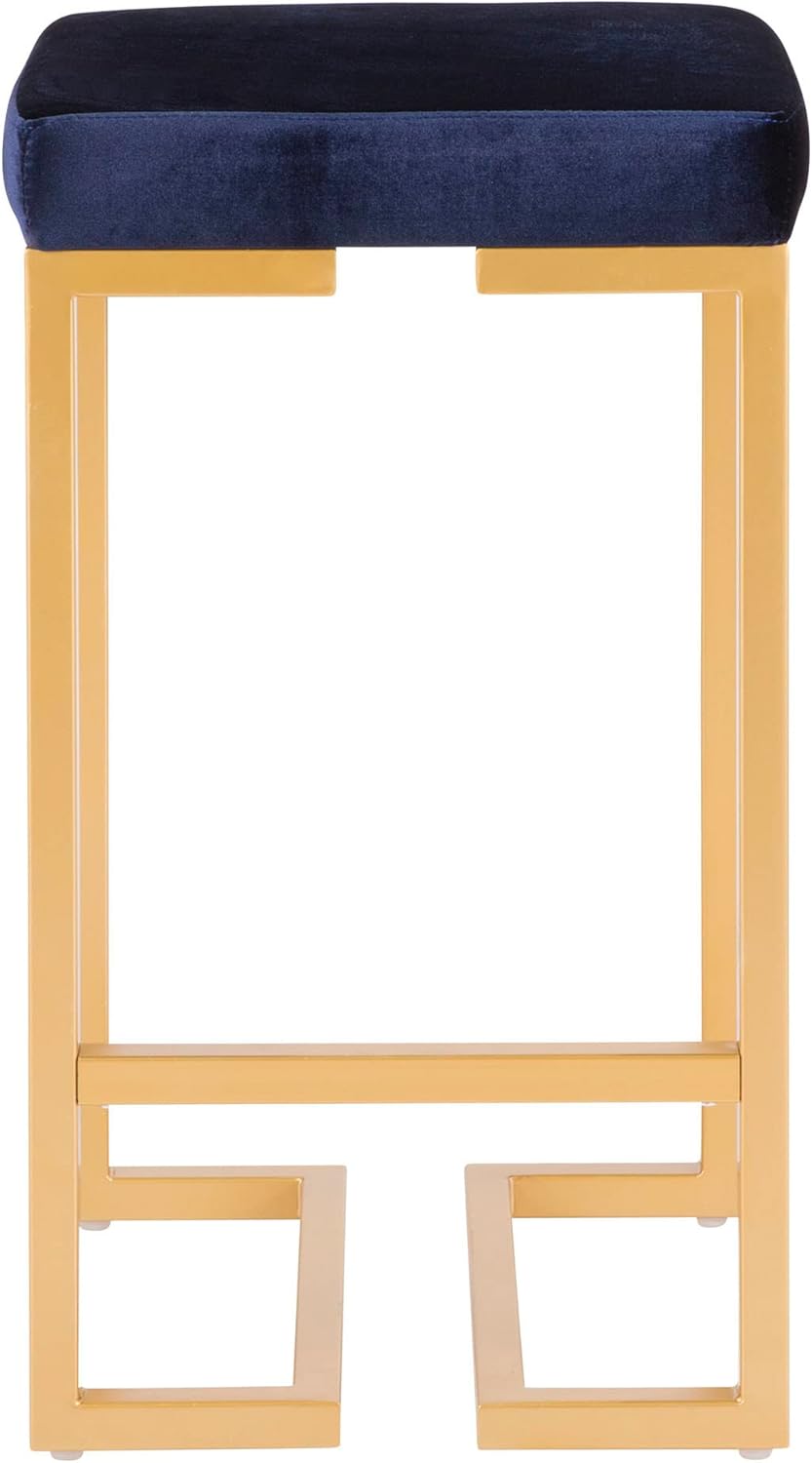 LumiSource Midas Counter Stools for Kitchen Counter in Gold Metal and Velvet, Counter Height Chairs, Bar Stools Set of 2, Counter Height Chairs, Bar Stools for Kitchen Island