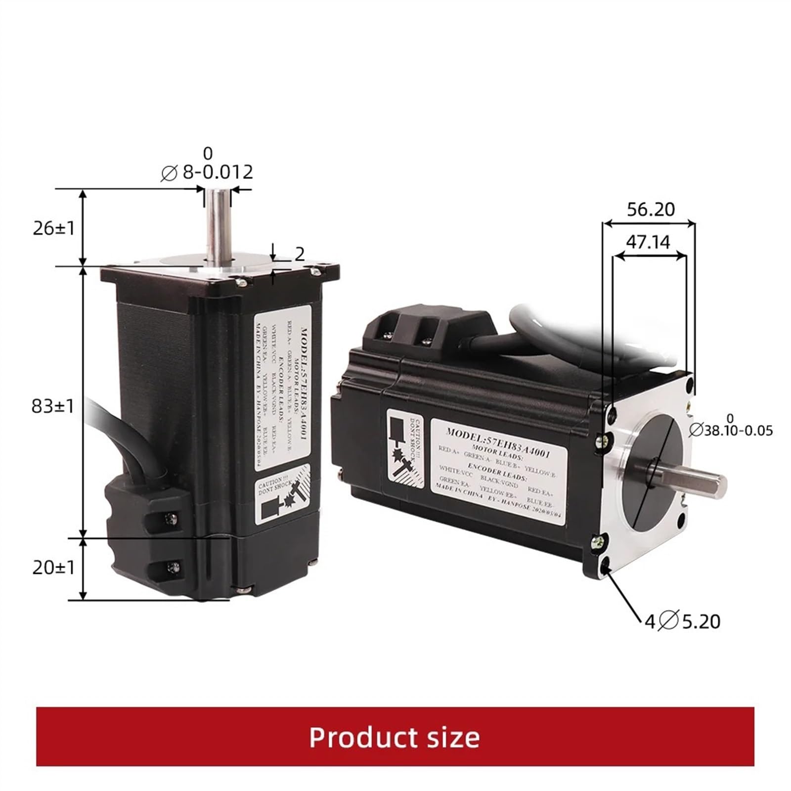 Motor paso a paso, Servomotor paso a híbrido 57EH83A4001 57X83mm Nema23 circuito cerrado 4A 2.6NM 57CME26 servomotor a + CL57 for enrutador CNC