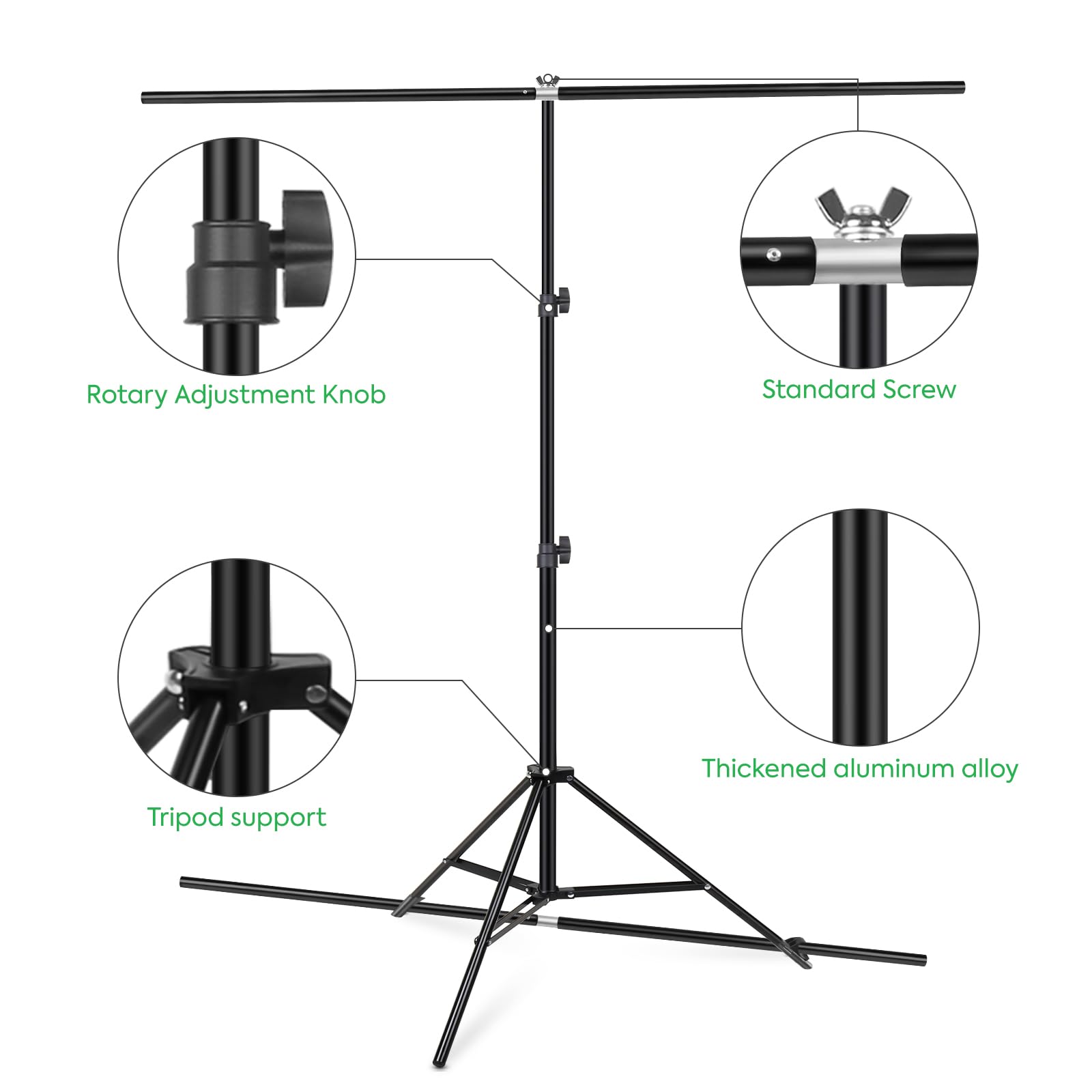 Greenscreen - Fondo con soporte, Heorryn 2 x 1,5 m, kit de soporte para fotografía con pantalla verde Chromakey para sesión de fotos, juegos, grabación de fotos y vídeo