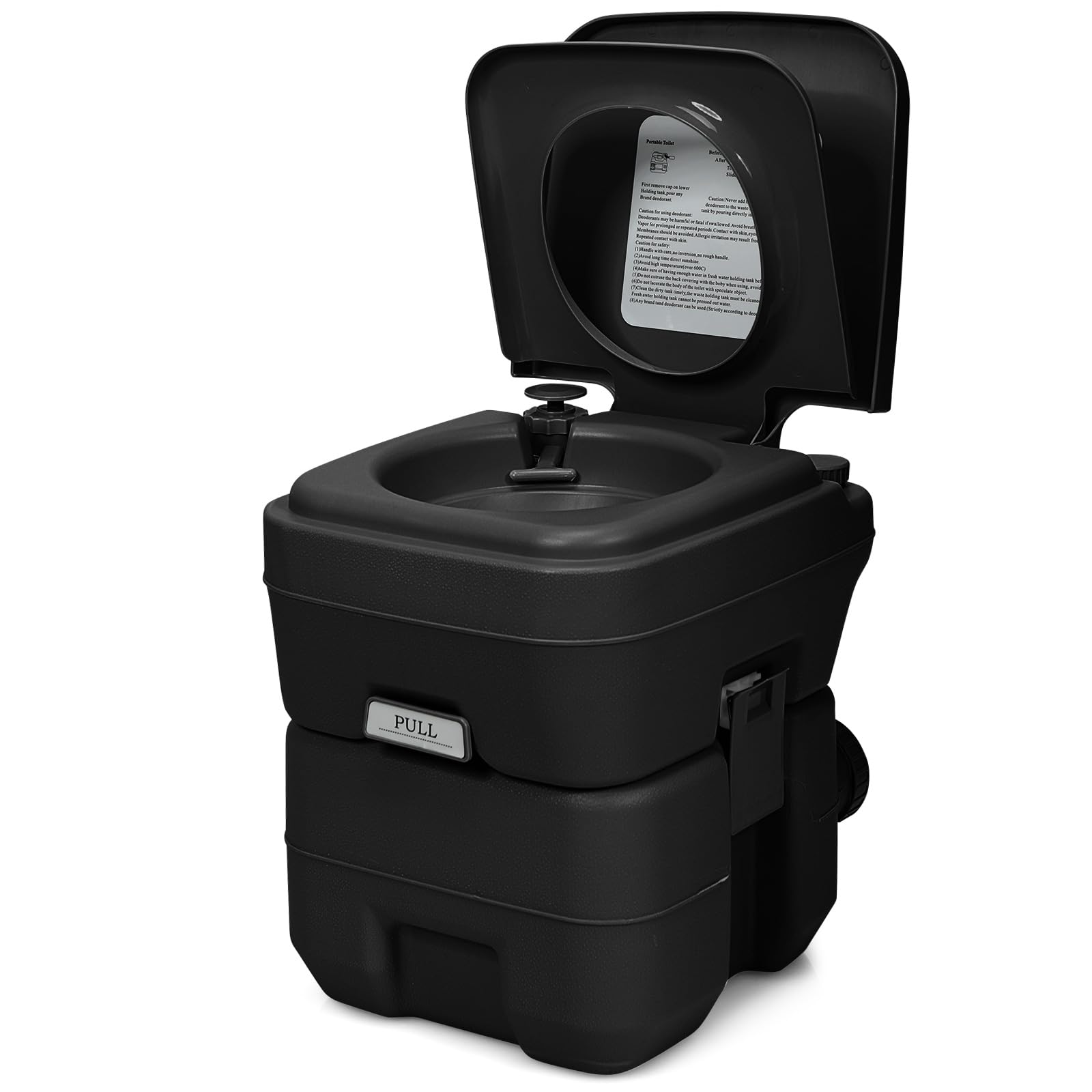 GOPLUS 20L Toilette Portable WC Chimique Mobile pour Camping Caravanes Hôpital Voyage en HDPE 41x35x41 CM (Noir)