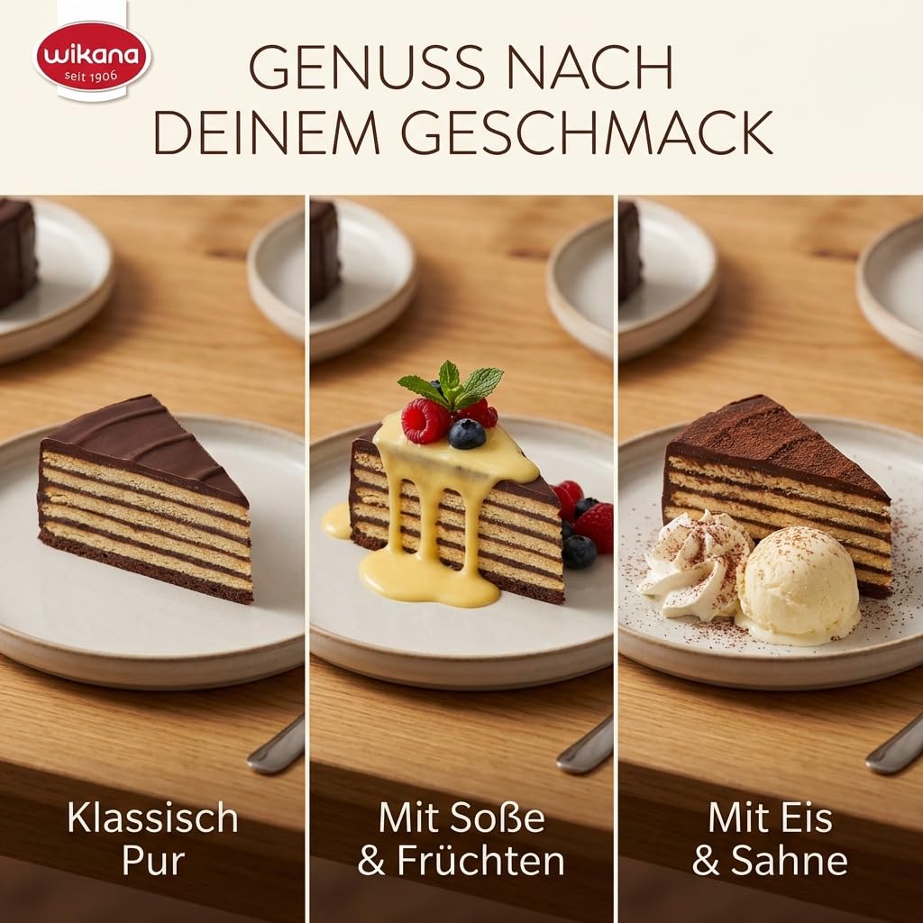 Wikana 6x Kekstorte Kalter Hund 500g – klassische Schokoladen-Kekstorte & nostalgischer Genuss – Original Rezept – fertige Kuchenspezialität im Vorratspack