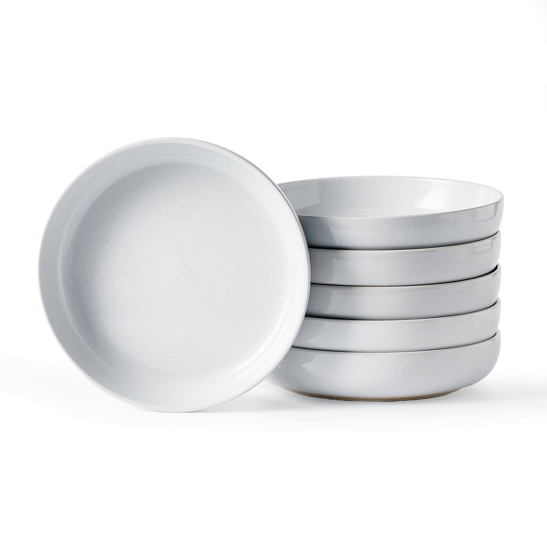 Richmount Milkyway Stoneware Pasta Bowls Set of 6, Salad/Cereal/Soup Bowl 21cm 976ml, Classic Bowl for All Pasta Dishes, Microwave and Dishwasher Safe, Serving Bowls Set of 6, Light Gray