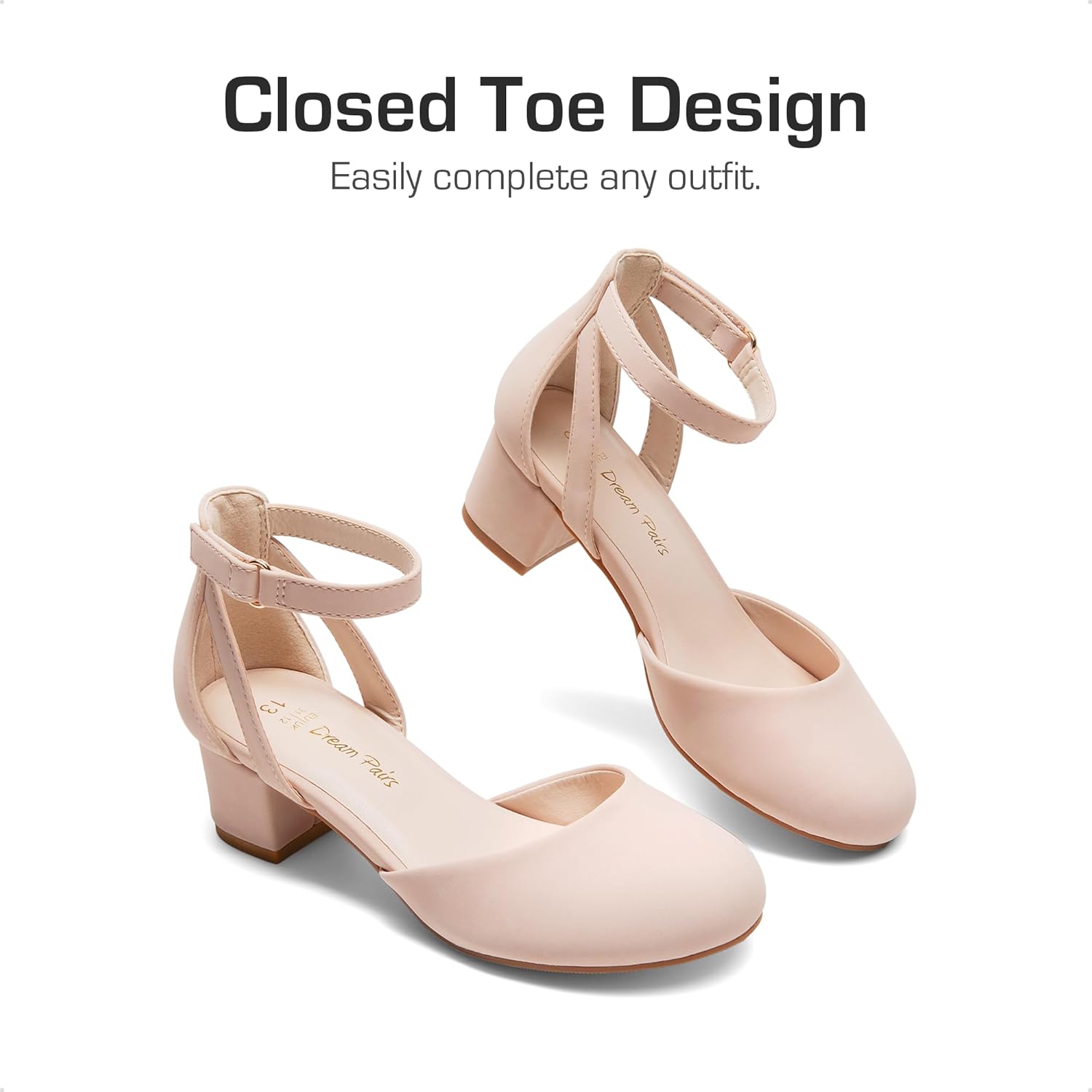 DREAM PAIRS Girls Dress Shoes Closed Toe High Heels Ankle Strap Toddler Little Big Kid Wedding Flower Party Pump - Image 6