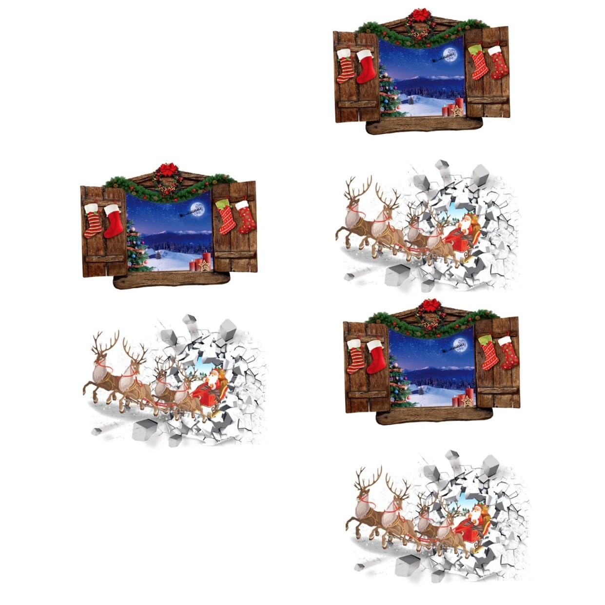 HOMSFOU 6 Stk Weihnachten 3d Wandtattoo Fensteraufkleber Mit Weihnachtsszenen Kinderzimmer Weihnachtsaufkleber Dekorative Aufkleber Für Die Wand Wandtattoo Weihnachten