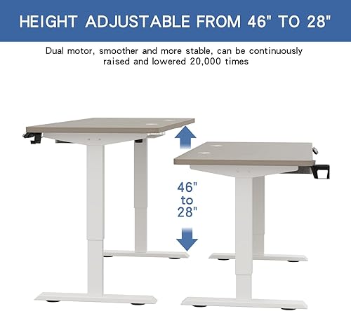 Miniatura 5 de bilbil Escritorio eléctrico de pie de 63 x 30 pulgadas con cajón, escritorio de altura ajustable con 4 tablas de empalme, escritorio de oficina en