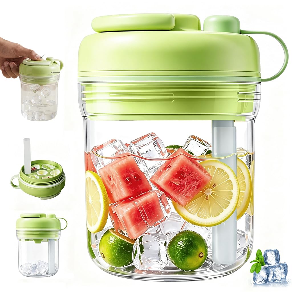 Supvox® 2-in-1 Ice Cube Maker Water Bottle 550ml, Portable Leak-Proof Drinking Cup with Push-to-Release Ice Tray, Reusable Ice Making Bottle with Straw & Handle-image-25