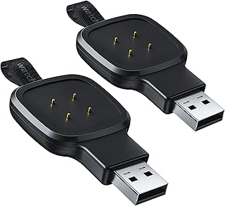 LVFAN Charger for Fitbit Sense & Versa 3 4, Portable Cordless Fit bit Charger Replacement, Charging Cable Charger Dock for Fitbit Sense 2/Sense/Versa 4/Versa 3 Smartwatch - 2 Pack (Black)